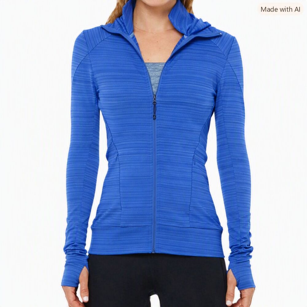 NWT Shape Active Fitted "Harmony" Element Run Hoodie Thumbholes Amparo Blue XS